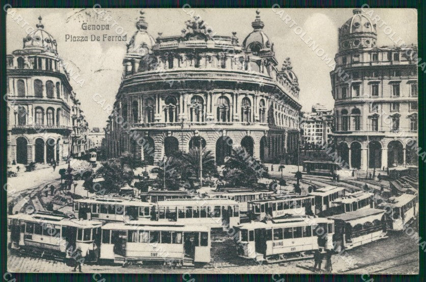 Genova Città Piazza De Ferrari Tram cartolina QZ5392 – fronte