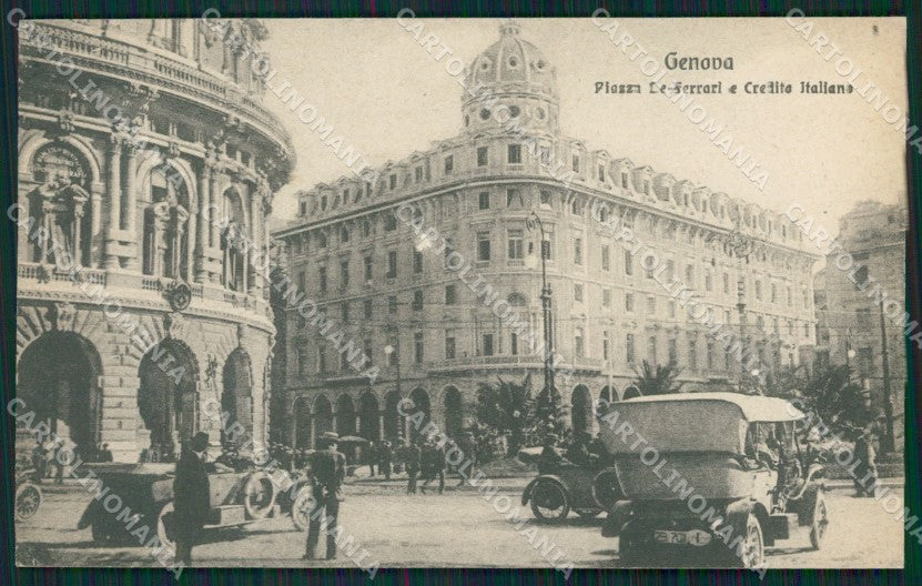 Genova Città Piazza De Ferrari Auto Credito Italiano cartolina QZ5393 – fronte