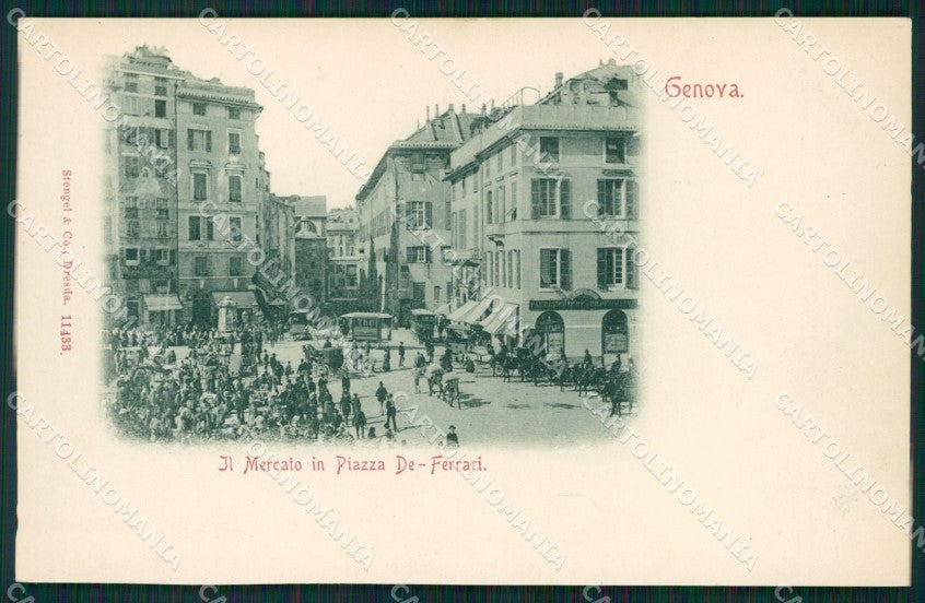 Genova Città Piazza De Ferrari Mercato cartolina QZ5401 – fronte