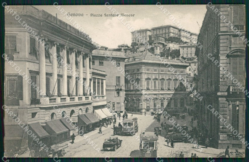 Genova Città Piazza Fontane Marose Corriera Auto cartolina QZ5414 – fronte