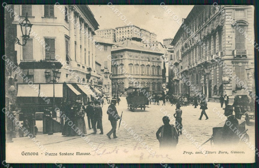 Genova Città Piazza Fontane Marose Carrozza cartolina QZ5416 – fronte