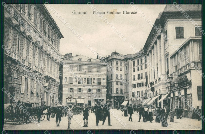 Genova Città Piazza Fontane Marose Carrozze cartolina QZ5417 – fronte