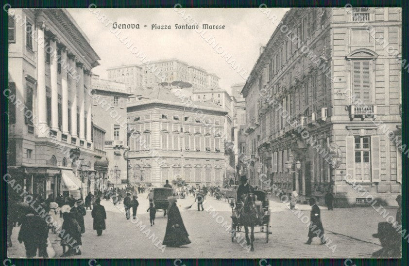 Genova Città Piazza Fontane Marose Carrozze cartolina QZ5420 – fronte