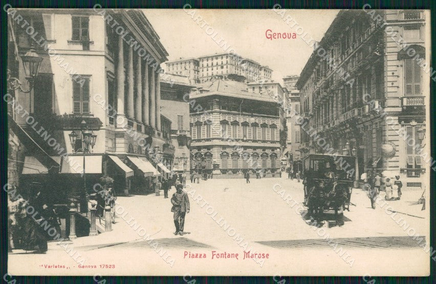 Genova Città Piazza Fontane Marose Carrozza cartolina QZ5422 – fronte
