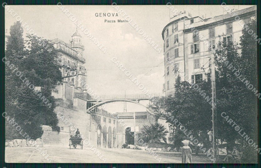 Genova Città Piazza Manin Carrozza cartolina QZ5425 – fronte