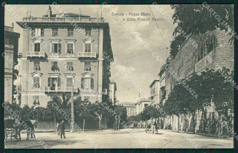 Genova Città Piazza Manin ABRASA COLLA cartolina QZ5427 – fronte