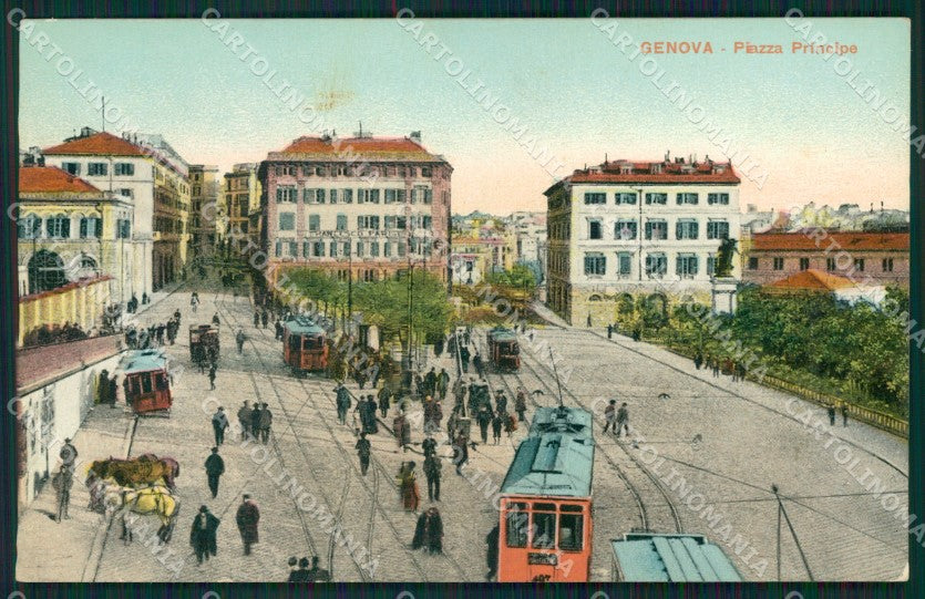 Genova Città Piazza Principe Tram ABRASA cartolina QZ5443 – fronte