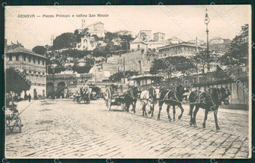 Genova Città Piazza Principe San Rocco Carretti Cavalli cartolina QZ5451 – fronte