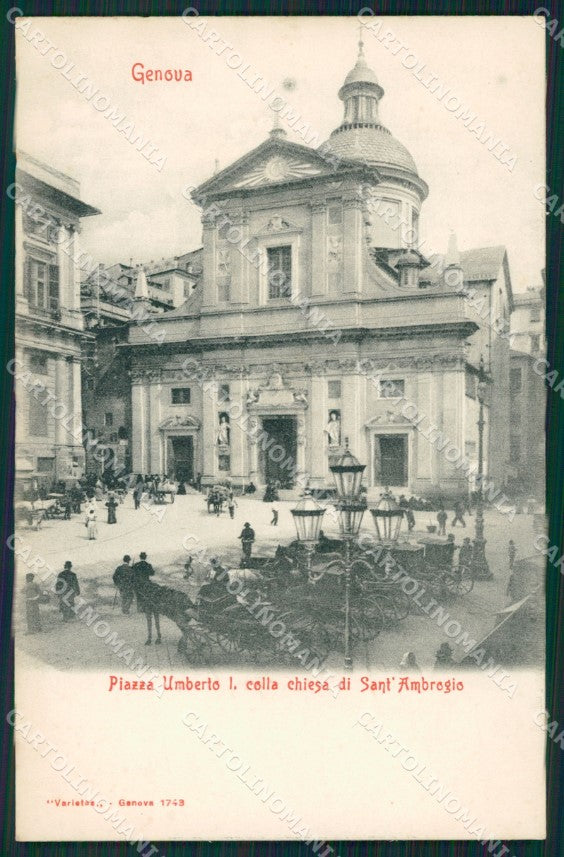 Genova Città Piazza Umberto I Sant'Ambrogio cartolina QZ5460 – fronte