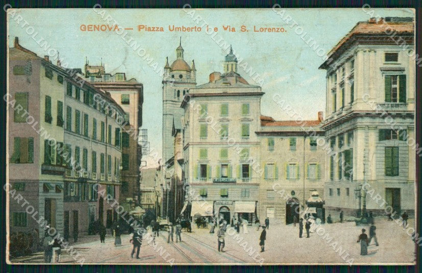 Genova Città Piazza Umberto I PIEGHINA cartolina QZ5461 – fronte