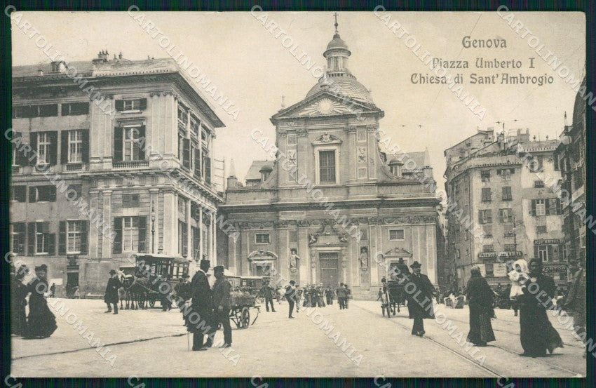 Genova Città Piazza Umberto I Sant'Ambrogio cartolina QZ5464 – fronte