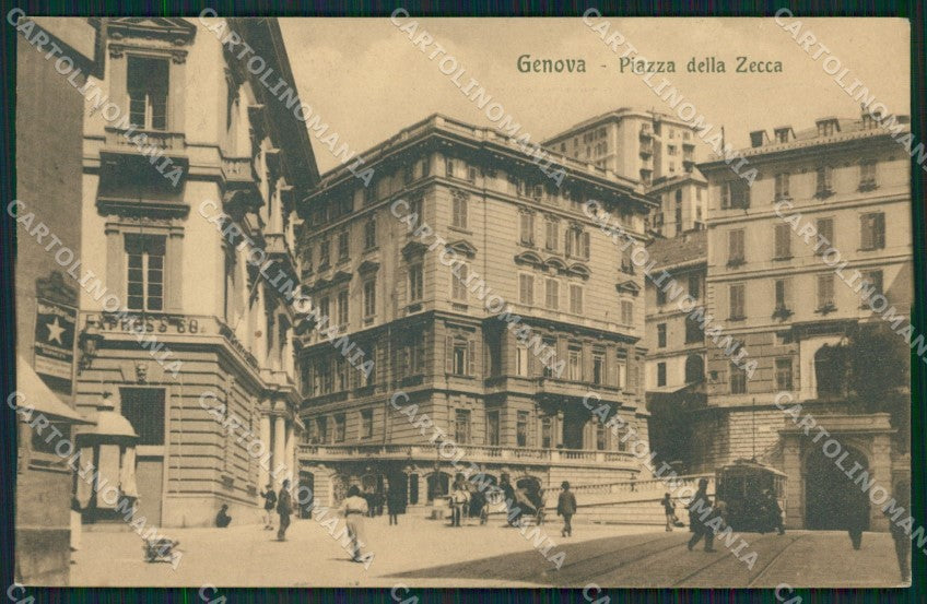 Genova Città Piazza della Zecca Tram cartolina QZ5468 – fronte