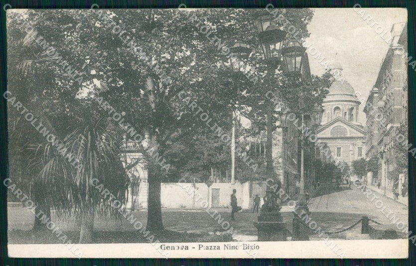 Genova Città Piazza Nino Bixio PIEGHINA cartolina QZ5496 – fronte