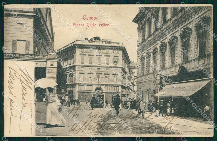 Genova Città Piazza Carlo Felice PIEGHINE cartolina QZ5499 – fronte
