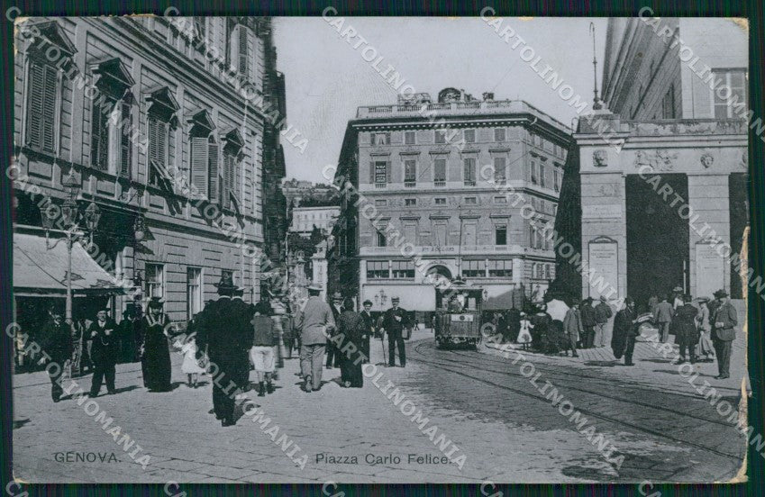 Genova Città Piazza Carlo Felice Tram ABRASA Foto cartolina QZ5516 – fronte