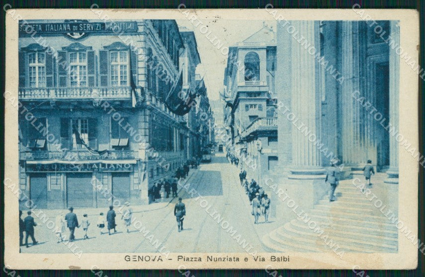 Genova Città Piazza Nunziata Banca cartolina QZ5519 – fronte