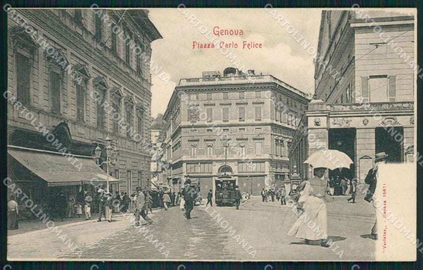 Genova Città Piazza Carlo Felice Tram cartolina QZ5525 – fronte