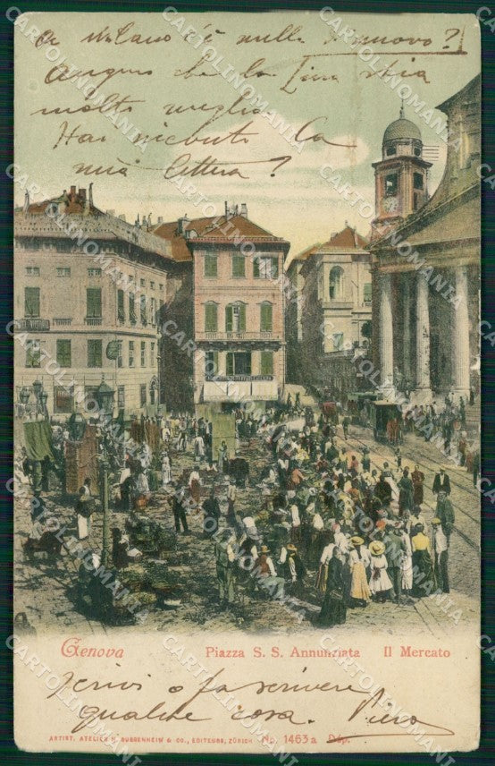 Genova Città Piazza Annunziata Mercato cartolina QZ5535 – fronte