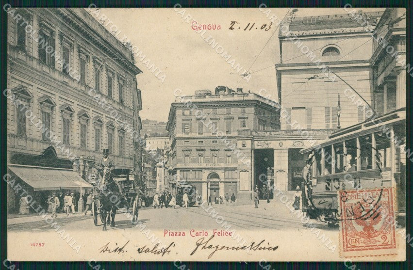 Genova Città Piazza Carlo Felice Carrozza cartolina QZ5536 – fronte