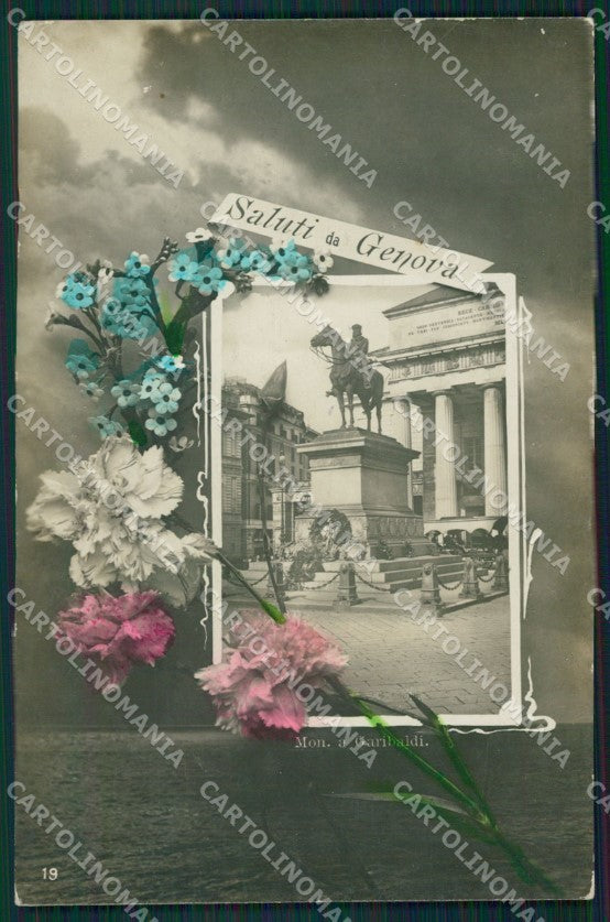 Genova Città Saluti da Garibaldi PIEGA Foto cartolina QZ5547 – fronte