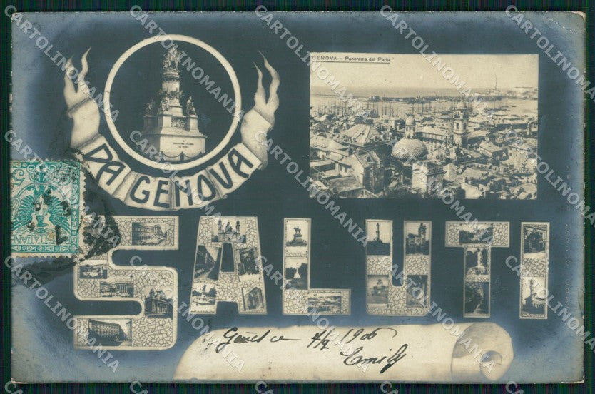 Genova Città Saluti da Foto cartolina QZ5563 – fronte