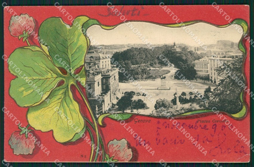 Genova Città Piazza Corvetto PIEGHINE cartolina QZ5582 – fronte