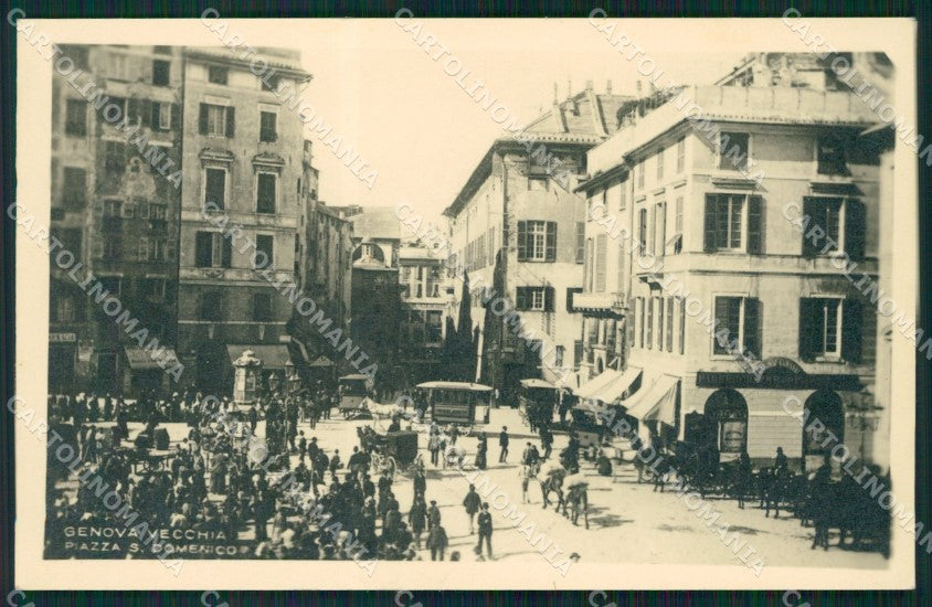 Genova Città Piazza San Domenico Tram a Cavalli Foto cartolina QZ5612 – fronte