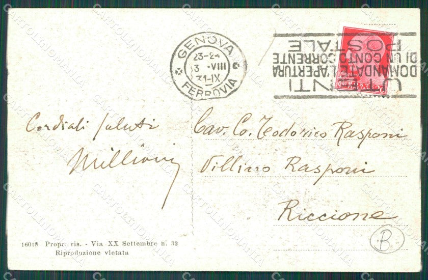 Genova Pegli PIEGHINA cartolina QZ5731 – retro
