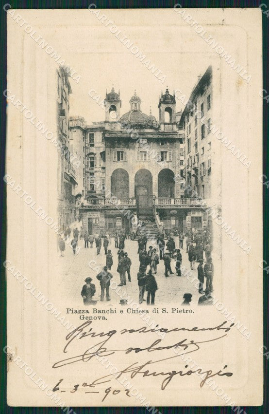 Genova Città Piazza Banchi STRAPPINO cartolina QZ5734 – fronte