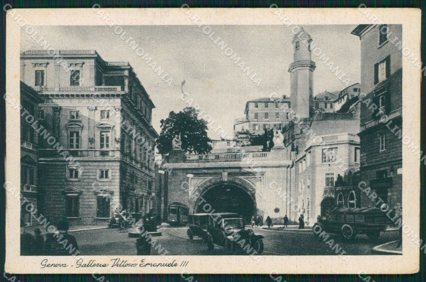 Genova Città Galleria Vittorio Emanuele III Auto cartolina QZ5741 – fronte