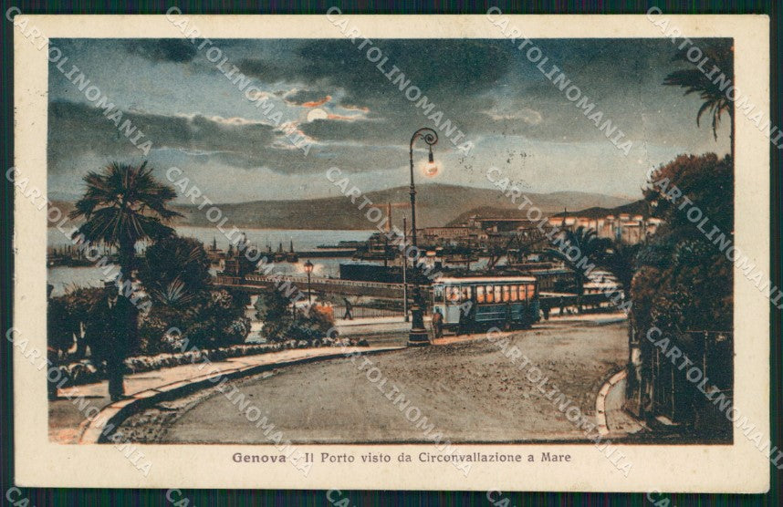 Genova Città Circonvallazione a Mare Tram Chiaro di Luna cartolina QZ5747 – fronte