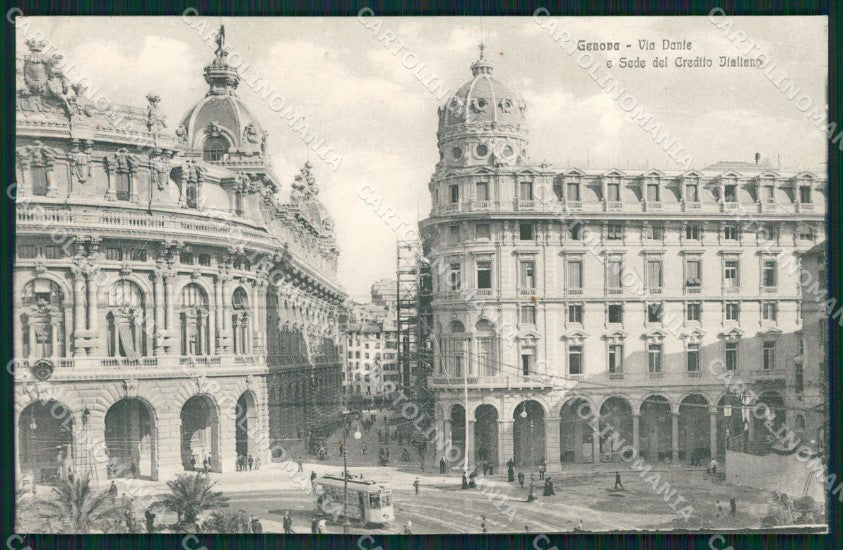 Genova Città Via Dante Credito Italiano Tram cartolina QZ5748 – fronte