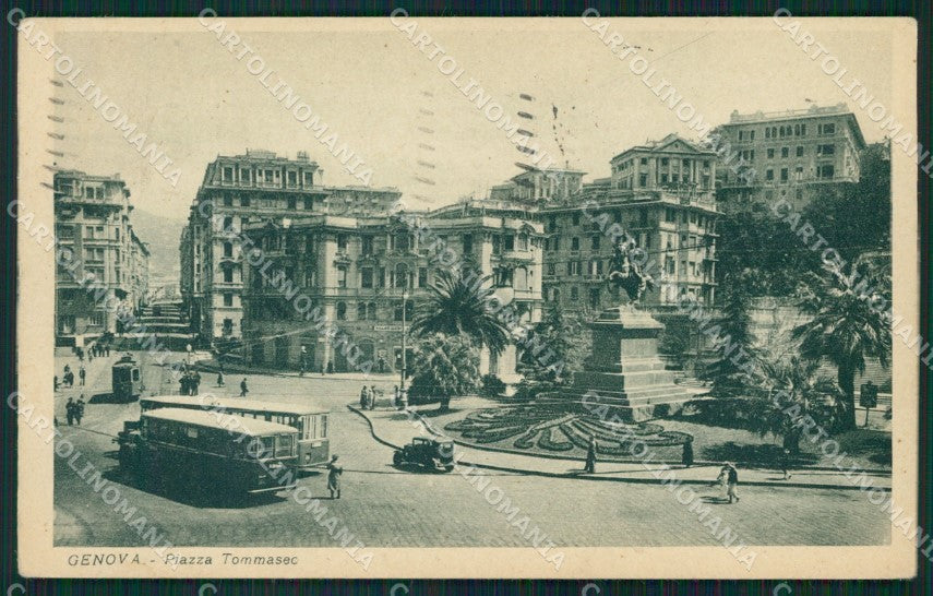 Genova Città Piazza Tommaseo Corriere PIEGHINE cartolina QZ5769 – fronte