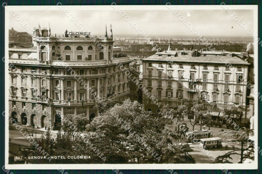 Genova Città Hotel Colombia Corriera Tram Foto cartolina QZ5781 – fronte