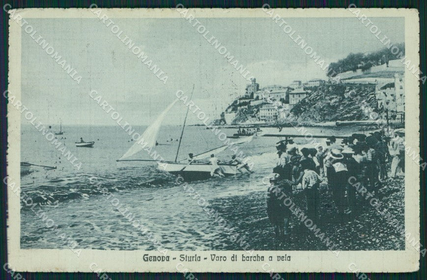 Genova Città Sturla Varo Barche Vela cartolina QZ5787 – fronte