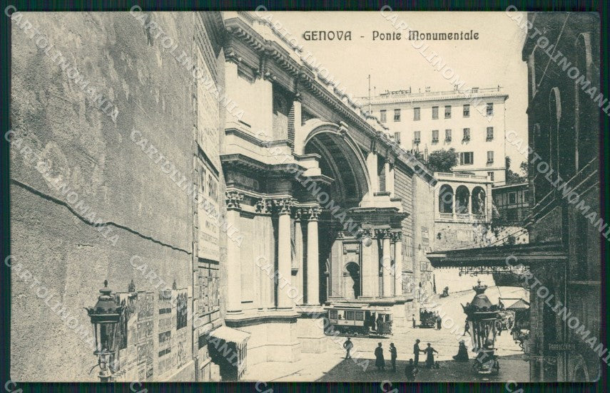 Genova Città Ponte Monumentale Tram cartolina QZ5815 – fronte