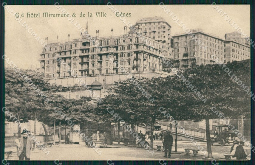 Genova Città Hotel Miramare Tram Auto PIEGHINA cartolina QZ5817 – fronte