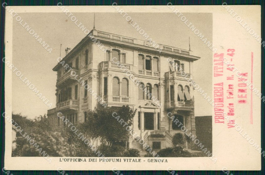 Genova Città Profumeria Vitale SCOLLATA cartolina QZ5839 – fronte