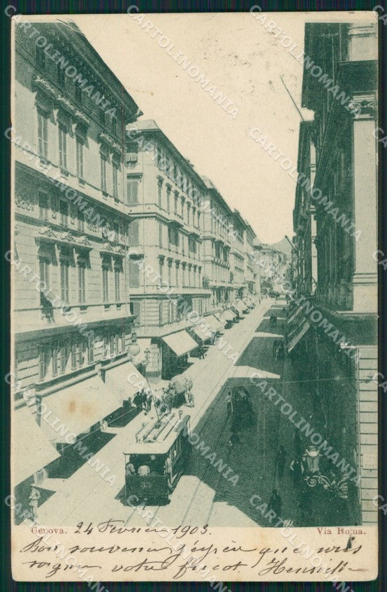 Genova Città Via Roma Tram PIEGHINA cartolina QZ5844 – fronte
