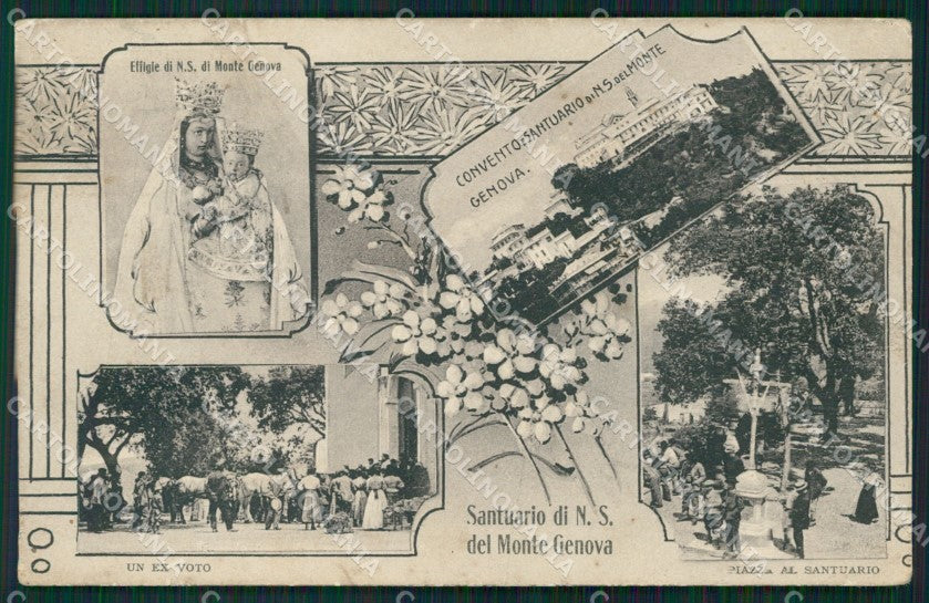 Genova Città Santuario del Monte ABRASA PIEGHE cartolina QZ5850 – fronte