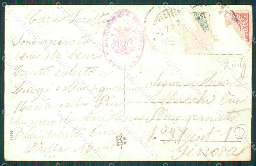 Genova Città Santuario del Monte ABRASA PIEGHE cartolina QZ5850 – retro