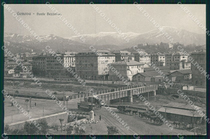 Genova Città Ponte Bezzecca Tram cartolina QZ5852 – fronte