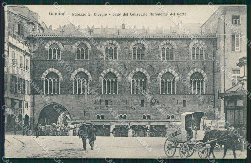 Genova Città Palazzo San Giorgio Consorzio Carrozze cartolina QZ5860 – fronte
