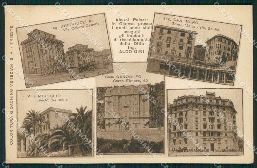 Genova Città Ing. Aldo Gini Impianti Riscaldamento cartolina QZ5865 – fronte