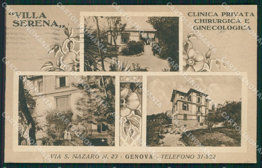 Genova Città Villa Serena Clinica Pubblicitaria cartolina QZ5877 – fronte