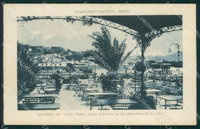 Genova Città Luna Park ANGOLINO SCOLLATO cartolina QZ5879 – fronte