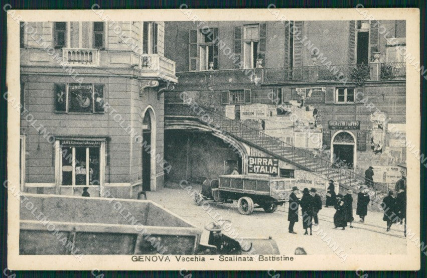 Genova Città Scalinata Battistine Trattori cartolina QZ5889 – fronte