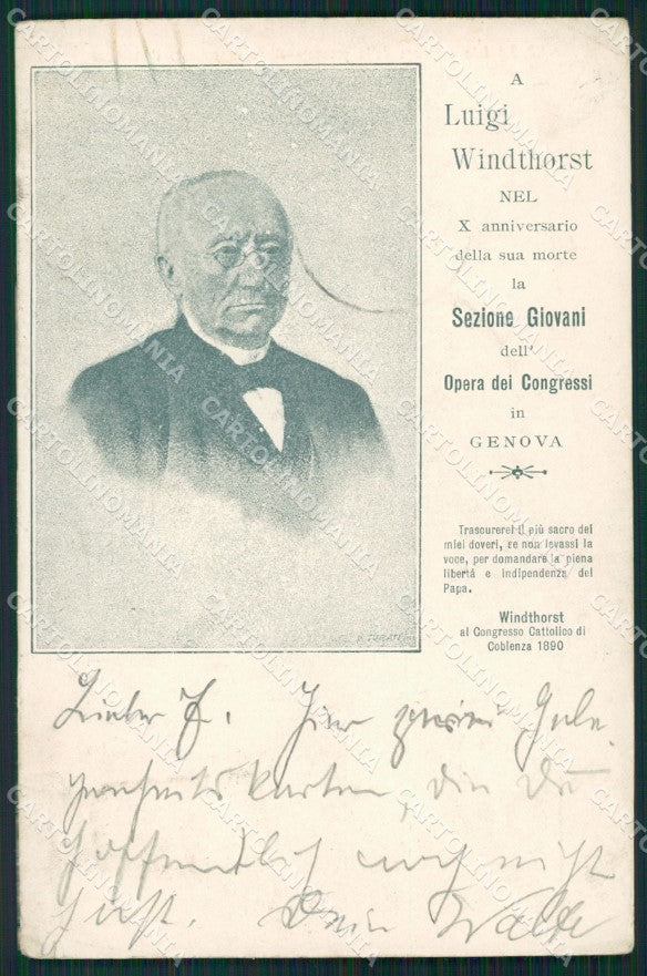 Genova Luigi Windthorst Politico Cattolico SCOLLATA cartolina QZ5893 – fronte