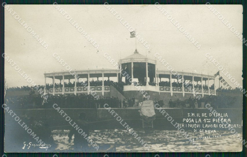 Genova Città Posa Prima Pietra Porto Savoia NPG ABRASA Foto cartolina QZ5898 – fronte