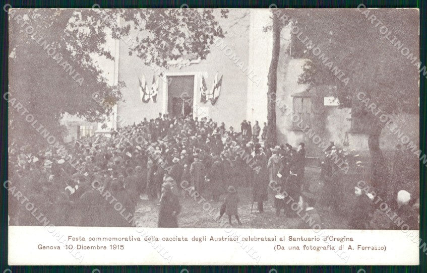 Genova Città Festa Cacciata Austriaci Santuario d'Oreglia cartolina QZ5905 – fronte
